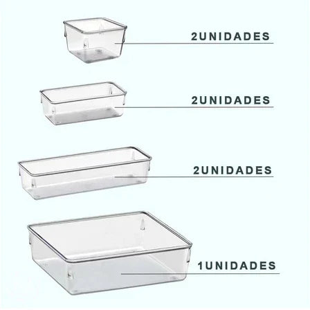Kit Organizadores de Gaveta em Acrílico Modular | 7 ou 14 Peças Multiuso – Lumia