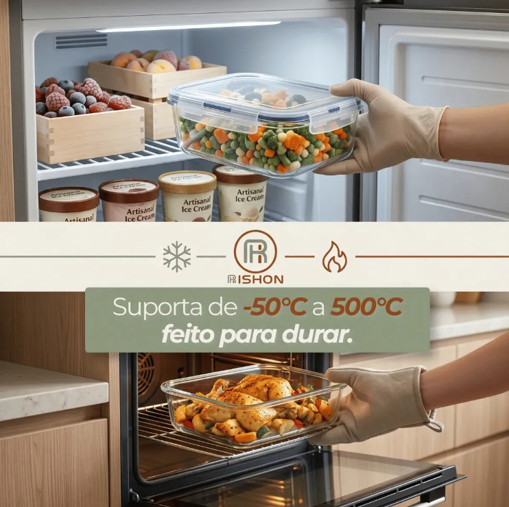 Kit 10 Potes De Vidro Hermético 640ml