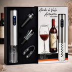 Kit Abridor de Vinho Elétrico Automático com Caixa Presenteável 4 Peças
