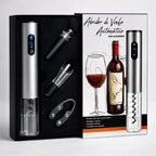 Kit Abridor de Vinho Elétrico Automático com Caixa Presenteável 4 Peças
