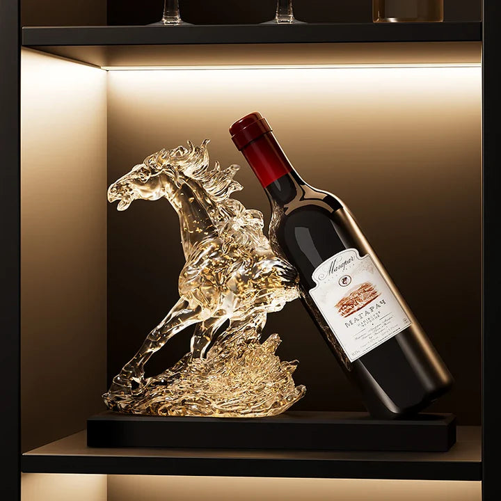 Suporte para Vinho Decorativo Cavalo em Resina