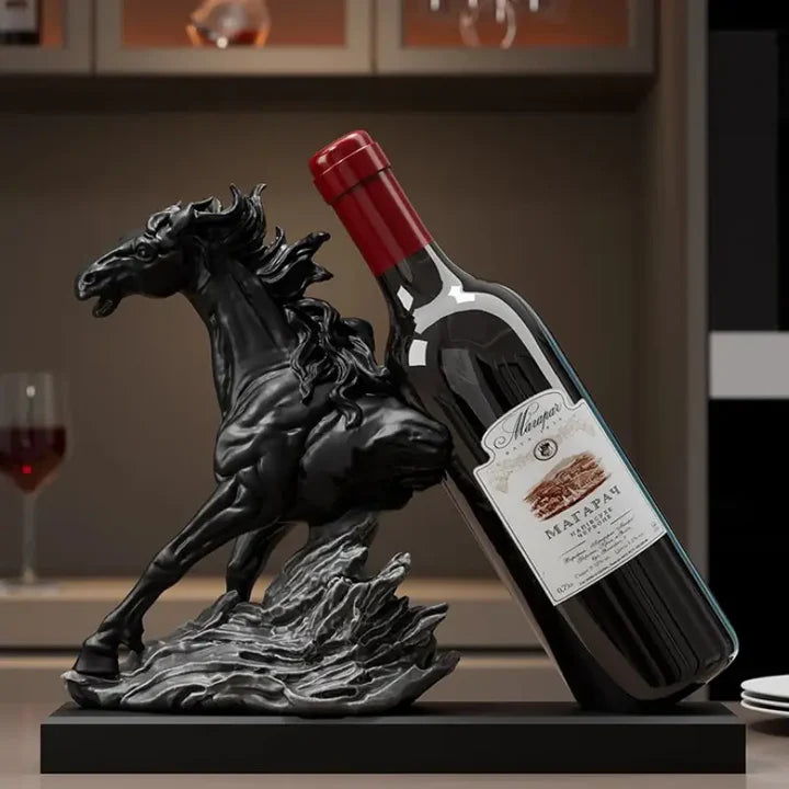 Suporte para Vinho Decorativo Cavalo em Resina
