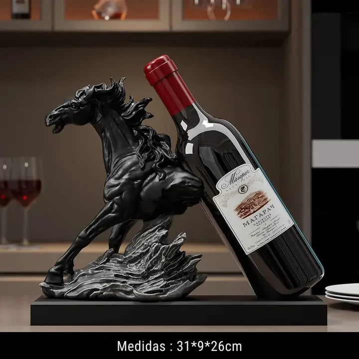 Suporte para Vinho Decorativo Cavalo em Resina